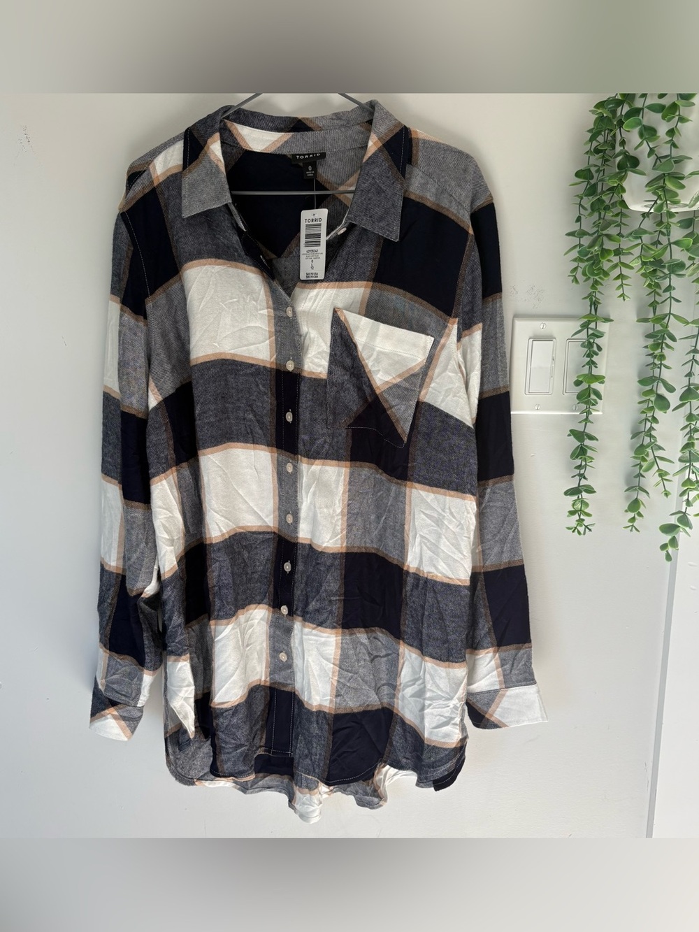 NWT Torrid Lizzie Plaid Brushed Rayon Tunic Top Size 0 / L 12
